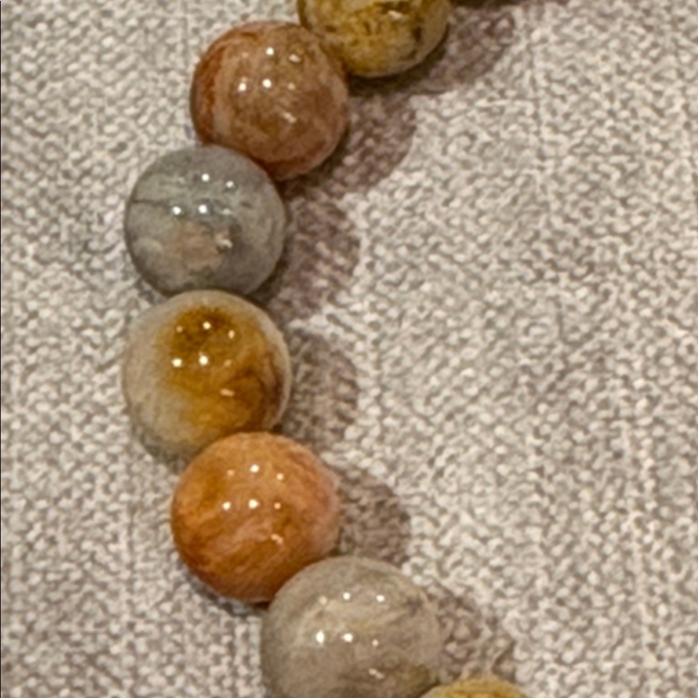 Natural Multi-Tone Agate Beaded Bracelet - Brown & Cream 6.5-7